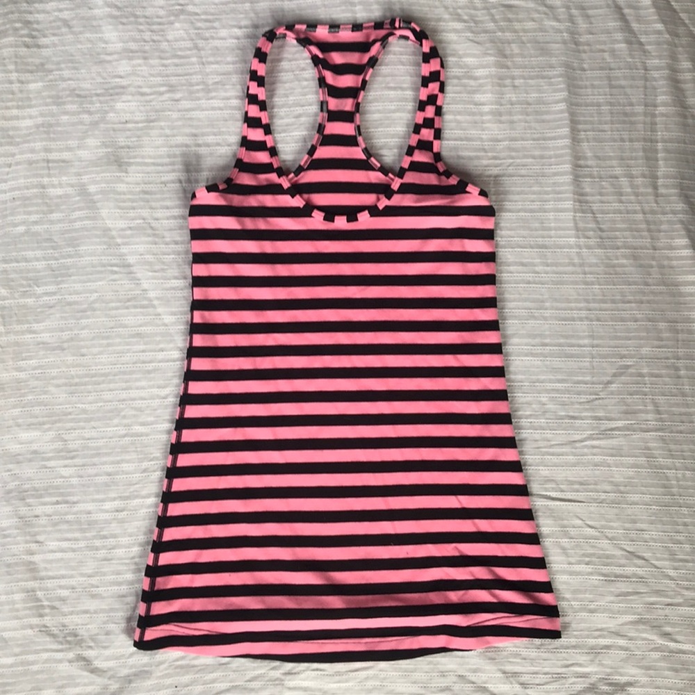 Pink and Black Striped Lululemon Athletic Tank
